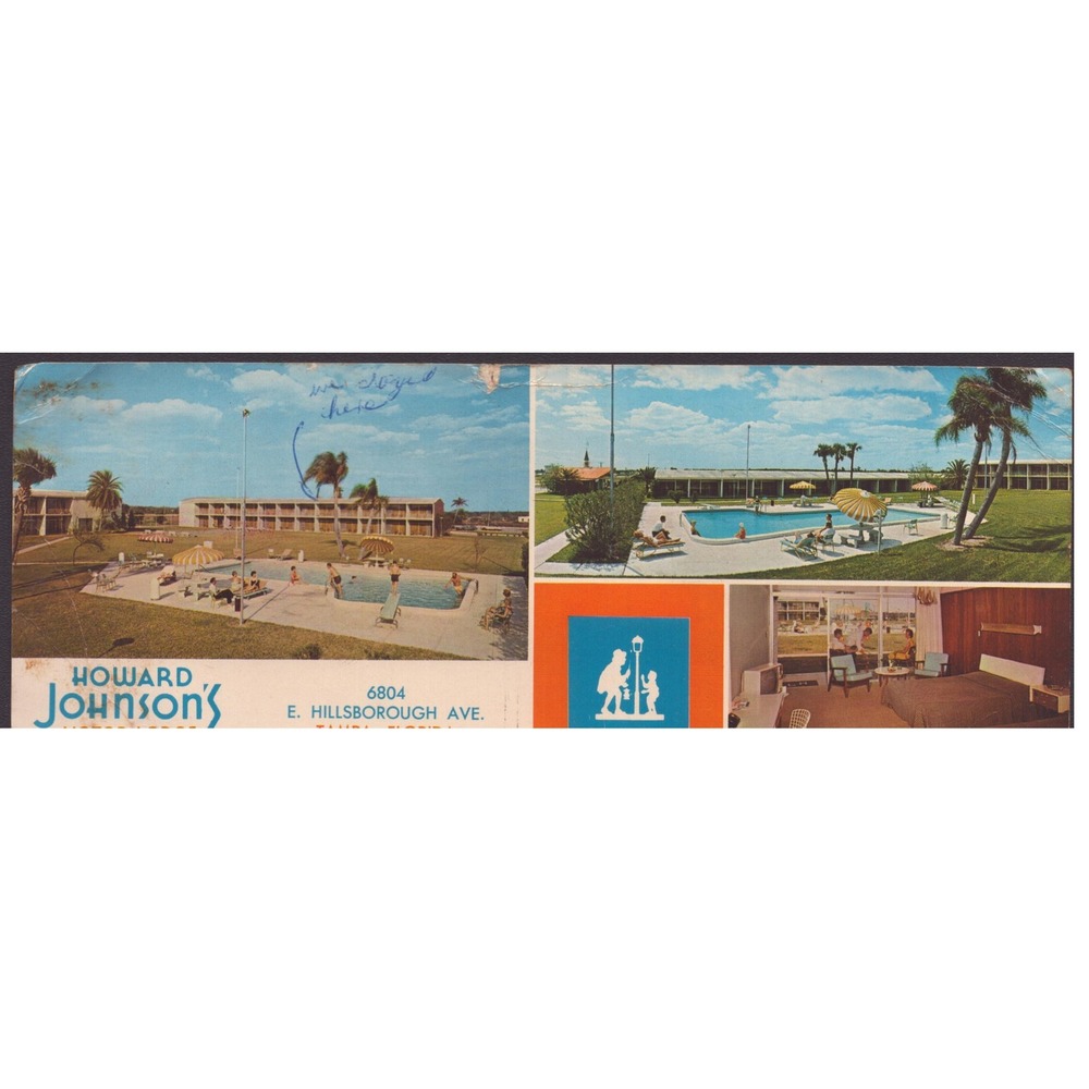 Howard Johnson's Motor Lodge Tampa Florida FL Multi-View Pool Chrome Postcard